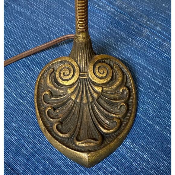Vintage Gooseneck Cast Iron Art Deco Ornate Base Industrial Table Desk Lamp 7B - Picture 2 of 6